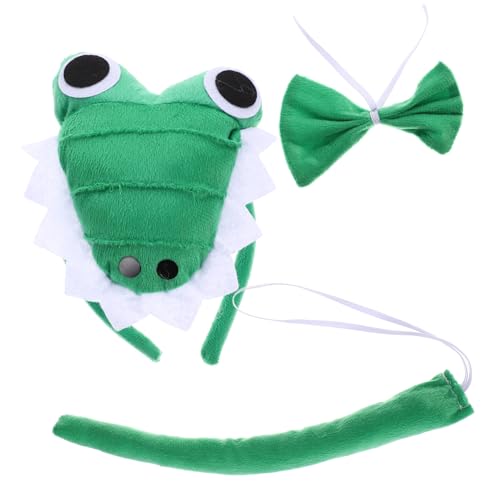 VOSAREA Alligator Kostüm Set Teilig Stirnband Fliege Tierkostüm Zubehör für Karneval Cosplay Party Erwachsenen Tierkostüm von VOSAREA