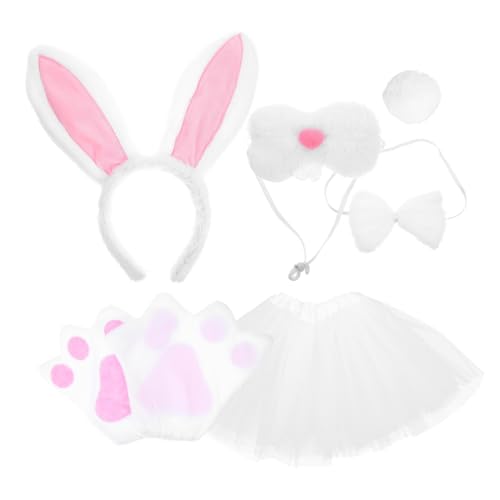 VOSAREA Bunny Kostüm Set mit Hasenohren Haarreif Tutu Rock und Handschuhen für Ostern Cosplay und Tierkostüm Events von VOSAREA