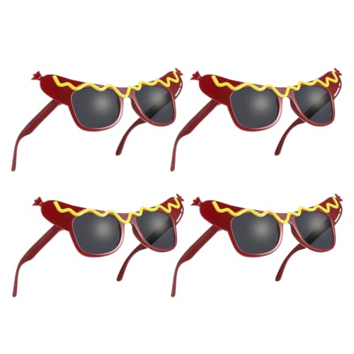 VOSAREA Lustige Brille für Erwachsene, Maskerade, Party, Hot-Dog-Design, leichtes Make-up für Halloween, Weihnachten, 4 Stück von VOSAREA
