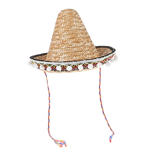 VOSAREA Mexikanischer Sombrero Strohhut mit Pompons Leichter Outdoor Hut für Sommerparty Mexikanisches Themenfest Verstellbar Geeignet für Karneval und Geburtstag von VOSAREA