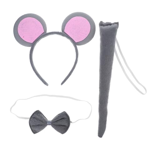 VOSAREA Niedliches Mausohren Haarband Teiliges Kostümset mit Schleife und für Damen Graues Tierratten Stirnband für Party Cosplay Halloween und Besondere Anlässe VOSAREA Niedliches Mausohren Haarband Teiliges Kostümset mit Schleife und für Damen Graues Tierratten Stirnband für Party Cosplay Halloween und Besondere Anlässe von VOSAREA