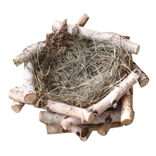 VOSAREA Strohnest- Vogelstangen Vogelspielzeug Krähe Vogeltränke für Käfig Vogel Träger makramee Outdoor outdoordeko Outdoor-Dekoration Vogelnest-Modell Vogelnest Dekoration hölzern von VOSAREA