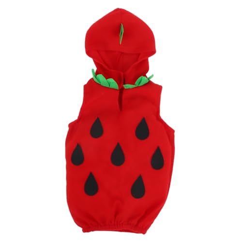 VOSAREA Unisex Erdbeerkostüm Lebensechtes Erdbeer Outfit für Halloween und Kostümpartys mit Mütze für Jahre Alte Jungen und Mädchen Rot von VOSAREA