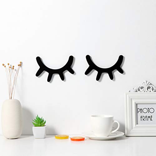 Vosarea 3D Wimpern Wandtattoo Holz Wimpern Wandaufkleber für Babyzimmer Kinderzimmer Deko Wanddekoration Wandtattoo Schlafende Augen Wand Aufkleber Wimpern Sleepy Eyes Wanddekoration (Schwarz) von VOSAREA