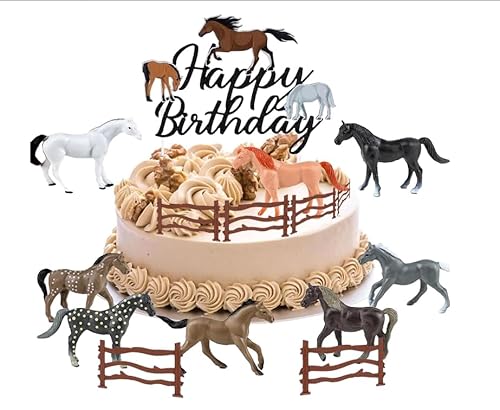 15 Stück Pferde Tortendeko, Pferde Geburtstagsdeko, Cake Cupcake Toppers, Realistische Kunststoff Pferde Kuchen Zaun Tortenstecker für Geburtstag, Horse Thema Party Kinder Torte Dekorationen 15 Stück Pferde Tortendeko, Pferde Geburtstagsdeko, Cake Cupcake Toppers, Realistische Kunststoff Pferde Kuchen Zaun Tortenstecker für Geburtstag, Horse Thema Party Kinder Torte Dekorationen von VOSSOT