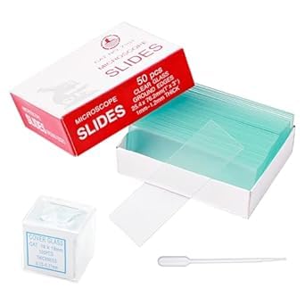 50 Stück Mikroskop Objektträger 76x26mm und 100 Stück Deckgläser 18x18mm Microscope Slides Mikroskop Zubehör für Labor Biologie Wissenschaft Studium mit tropfern von VOSSOT