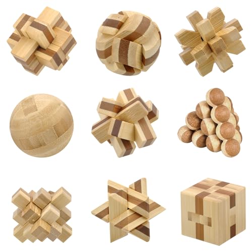 9 Stück Knobelspiele Holz, 3D Puzzle Brainteaser Denkspiel Set Holzpuzzel Geduldspiele IQ Spiele für Erwachsene Kinder Geschicklichkeitsspiel Holz Logik Geist Spielzeug 9 Stück Knobelspiele Holz, 3D Puzzle Brainteaser Denkspiel Set Holzpuzzel Geduldspiele IQ Spiele für Erwachsene Kinder Geschicklichkeitsspiel Holz Logik Geist Spielzeug von VOSSOT