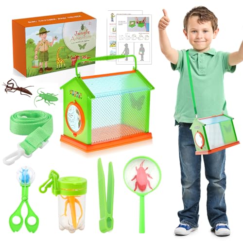 VOSSOT Forscherset für Kinder, Lupe Insekten Sammelbox, 9 Stück Becherlupen für Kinder Set, Outdoor Exploration Spielzeug, Lupenglas mit Insektenfänger, Insekt Sammelbox, forscherset von VOSSOT