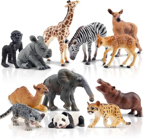 VOSSOT 12 Stück Wald Tiere-Figuren Set Wild Spielfiguren Dschungel Spielzeug Dschungeltiere Baby Figur Plastiktiere Zoo, Osterei, Kuchendeckel Weihnachtsgeburtstagsgeschenk für Kinder VOSSOT 12 Stück Wald Tiere-Figuren Set Wild Spielfiguren Dschungel Spielzeug Dschungeltiere Baby Figur Plastiktiere Zoo, Osterei, Kuchendeckel Weihnachtsgeburtstagsgeschenk für Kinder von VOSSOT