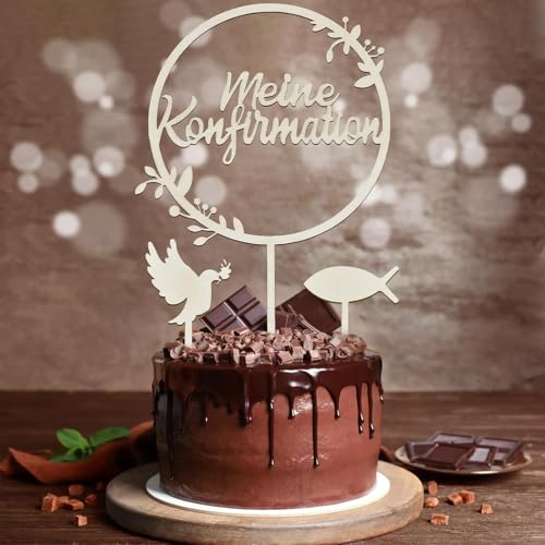 VOSSOT Cake Topper Taufe, Holz Meine Kommunion Torten Cake Topper Kuchen Topper Taufe Fisch Tortendekoration Firmung Kuchen Deko Taube Kuchendeko, Tortenstecker für Junge Mädchen Party Dekoration VOSSOT Cake Topper Taufe, Holz Meine Kommunion Torten Cake Topper Kuchen Topper Taufe Fisch Tortendekoration Firmung Kuchen Deko Taube Kuchendeko, Tortenstecker für Junge Mädchen Party Dekoration von VOSSOT