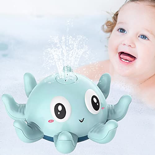 VOSSOT Baby Badespielzeug Wasserspielzeug, Oktopus Badewanne Spielzeug Induction Schwimmende Baden Spielzeug mit Licht, Pool Krake Badewannenspielzeug ab 1 2 Jahr Baby Kinder Geschenk (Blau) von VOSSOT