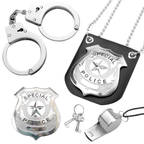 VOSSOT Handschellen Polizei Echt Stahl Set, Handschellen Kinder Polizei Set Kinder Polizei Zubehör Kinder Polizei Handschellen, Kinder Handschellen Polizei Kinder für Cosplay Polizei Kostüm Kinder VOSSOT Handschellen Polizei Echt Stahl Set, Handschellen Kinder Polizei Set Kinder Polizei Zubehör Kinder Polizei Handschellen, Kinder Handschellen Polizei Kinder für Cosplay Polizei Kostüm Kinder von VOSSOT