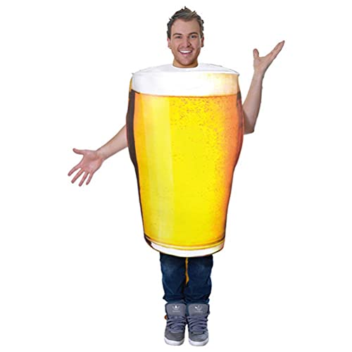 VOUNEDA Erwachsene Neuheit Bierkrug Kostüm, Bier Kostüm, Männer Bierkrug Overall Kostüm, Männer Bierkrug Overall Kostüm Oktoberfest Kostüm Halloween Cosplay Lustiges Kostüm für Erwachsene von VOUNEDA