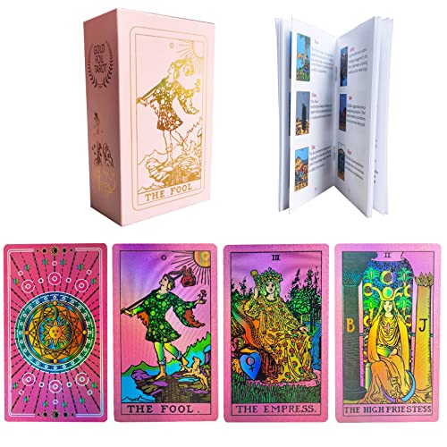 78 Tarot-Karten-Deck mit Anleitung, rosa Tarot-Karten für Anfänger, Tarot-Deck-Set, PVC, wasserdichte Tarot-Karten, Wahrsagungswerkzeug, Standard-Spielkarten-Decks 78 Tarot-Karten-Deck mit Anleitung, rosa Tarot-Karten für Anfänger, Tarot-Deck-Set, PVC, wasserdichte Tarot-Karten, Wahrsagungswerkzeug, Standard-Spielkarten-Decks von VOVCIG