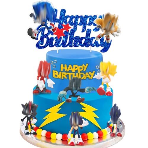 VOVhpbidy 7 Stück Soni Mini Figuren Set, Soni Tortendeko Kindergeburtstag Junge, Kuchen Deko, Blu Hedgehg Cake Toppers, Happy Birthday Topper für Kinder Geburtstag Party Kuchen Dekoration Supplies (3) VOVhpbidy 7 Stück Soni Mini Figuren Set, Soni Tortendeko Kindergeburtstag Junge, Kuchen Deko, Blu Hedgehg Cake Toppers, Happy Birthday Topper für Kinder Geburtstag Party Kuchen Dekoration Supplies (3) von VOVhpbidy