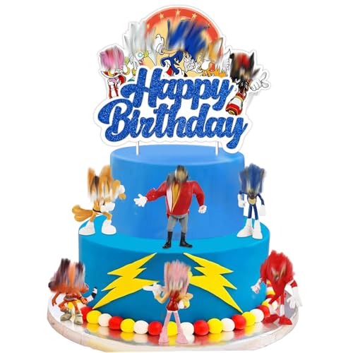 VOVhpbidy 7 Stück Soni Mini Figuren Set, Soni Tortendeko Kindergeburtstag Junge, Kuchen Deko, Blu Hedgehg Cake Toppers, Happy Birthday Topper für Kinder Geburtstag Party Kuchen Dekoration Supplies (2) VOVhpbidy 7 Stück Soni Mini Figuren Set, Soni Tortendeko Kindergeburtstag Junge, Kuchen Deko, Blu Hedgehg Cake Toppers, Happy Birthday Topper für Kinder Geburtstag Party Kuchen Dekoration Supplies (2) von VOVhpbidy