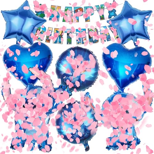 VOVhpbidy 9 Stück Stitc Luftballons Geburtstag Set Junge, Stitc Geburtstagsdeko Folienballon, Kindergeburtstag Luftballons, Geburtstag Party Deko Ballons Set für Kinder von VOVhpbidy