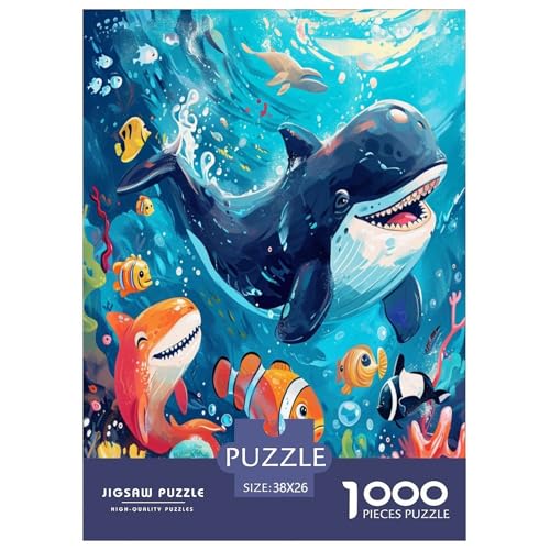 Delphin Puzzle 1000 Teile Schwer Puzzle Spielzeug Pädagogisches Spiel Impossible Herausforderungsspielzeug Für Erwachsene Und Kinder Ab 12 Jahren 38x26cm/1000pcs von VOXAVQRAN