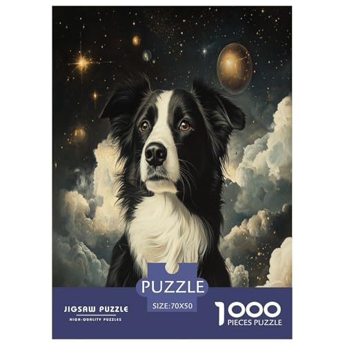 Der Border Collie Puzzle 1000 Teile Schwer Puzzle Spielzeug Lernspiel Impossible Herausforderungsspielzeug Für Erwachsene Kinder 70x50cm/1000pcs von VOXAVQRAN