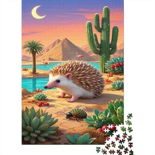 Afrikanischer Pygmäe Igel 1000 Pieces Puzzle Pyramidenwüste Familienherausforderung Umweltfreundliches Holzpuzzle Familiendekoration Geburtstagsgeschenk Erwachsene Kinder 1000pcs (75x50cm) von VOXYTMLWG