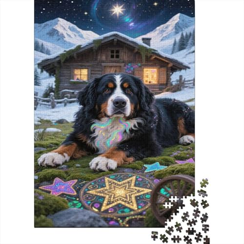 Berner Sennenhund 1000 Teile Puzzle Eisberg Schneehaus Bildungsherausforderungen Umweltfreundliches Holzpuzzle Wohndekoration Kreative Geschenke Erwachsene Kinder 1000pcs (75x50cm) von VOXYTMLWG