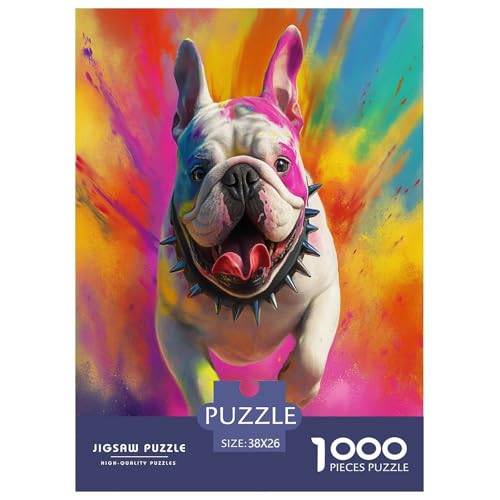 Bulldog Puzzles 1000 Teile Schwer Puzzle Spielzeug Pädagogisches Spiel Impossible Herausforderungsspielzeug Für Erwachsene Kinder 38x26cm/1000pcs von VOXYTMLWG