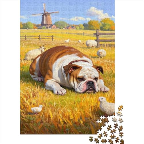 Bulldogge 1000 Teile Puzzle Schafküken Bildungsherausforderungen Umweltfreundliches Holzpuzzle Familiendekoration Geburtstagsgeschenk Erwachsene Kinder 1000pcs (75x50cm) von VOXYTMLWG