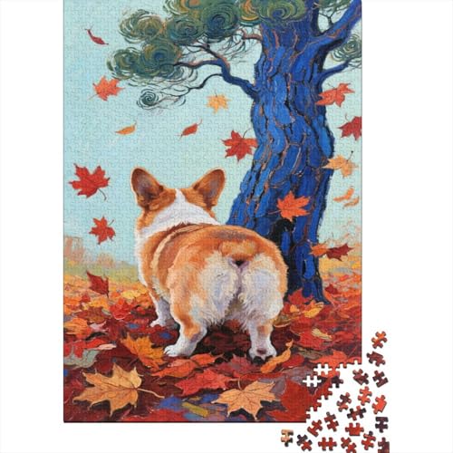 Corgi 1000 Teile Puzzle Tierölmalerei Erwachsenenpuzzle Mit Herausforderungsspiel Umweltfreundliches Holzpuzzle Wohndekoration Collection Puzzle Für Erwachsene Kinder 1000pcs (75x50cm) von VOXYTMLWG