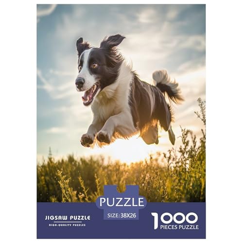 Der Border Collie Puzzle 1000 Teile Schwer Puzzle Spielzeug Lernspiel Impossible Herausforderungsspielzeug Für Erwachsene Kinder 38x26cm/1000pcs von VOXYTMLWG