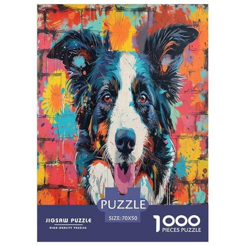 Der Border Collie Puzzle 1000-teilige Schwer Puzzle Spielzeug Lernspiel Impossible Herausforderung Spielzeug Für Erwachsene Und Kinder Ab 12 Jahren 70x50cm/1000pcs von VOXYTMLWG