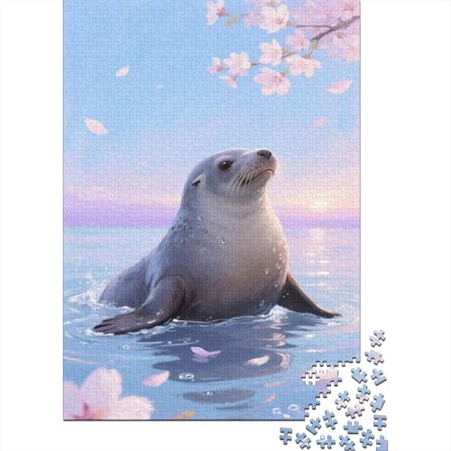 Dichtung 1000 Teile Puzzle Spielen auf dem Wasser Puzzles Für Erwachsene Herausforderungsspiel Umweltfreundliches Holzpuzzle Familiendekoration Kreative Geschenke Erwachsene Kinder 1000pcs (75x50cm) von VOXYTMLWG