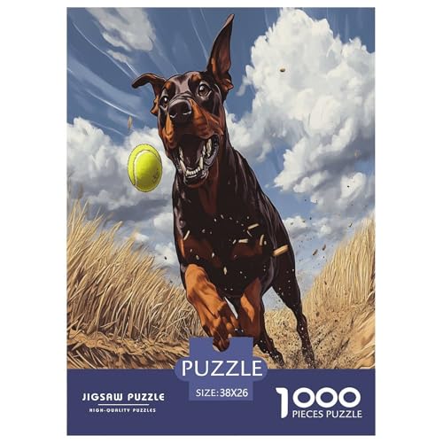 Doberman Puzzle 1000 Teile Schwer Puzzle Spielzeug Lernspiel Impossible Herausforderungsspielzeug Für Erwachsene Kinder 38x26cm/1000pcs von VOXYTMLWG