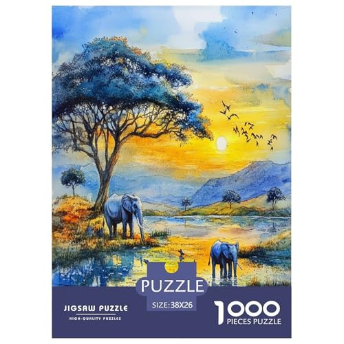 Elefanten Puzzles 1000 Teile Schwer Puzzle Spielzeug Pädagogisches Spiel Impossible Herausforderungsspielzeug Für Erwachsene Kinder 38x26cm/1000pcs von VOXYTMLWG