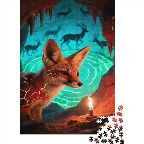 Fennecfuchs 1000 Pieces Puzzle Cave Antilope Familienherausforderung Umweltfreundliches Holzpuzzle Wohndekoration Geburtstagsgeschenk Erwachsene Kinder 1000pcs (75x50cm) von VOXYTMLWG