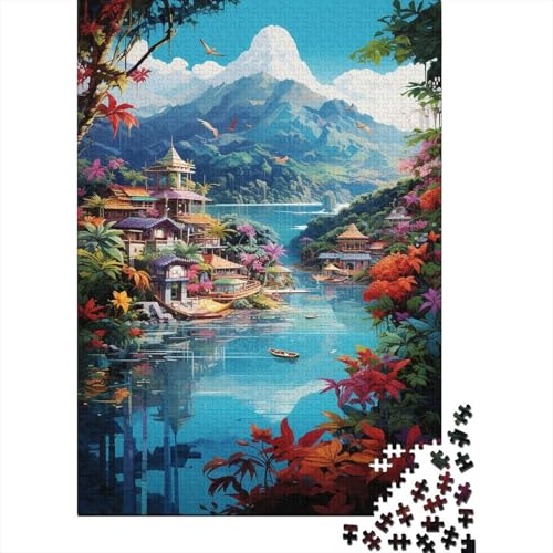 Ferienbucht 1000 Teile Puzzle Fluss Holzhaus Puzzles Für Erwachsene Herausforderungsspiel Umweltfreundliches Holzpuzzle Wohndekoration Collection Puzzle Für Erwachsene Kinder 1000pcs (75x50cm) von VOXYTMLWG