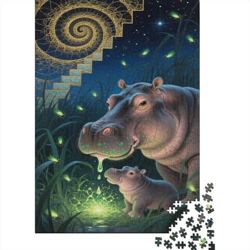 Hippopotamus 1000 Teile Puzzle Kunst Immer noch Erwachsenenpuzzle Mit Herausforderungsspiel Umweltfreundliches Holzpuzzle Familiendekoration Geburtstagsgeschenk Erwachsene Kinder 1000pcs (75x50cm) von VOXYTMLWG