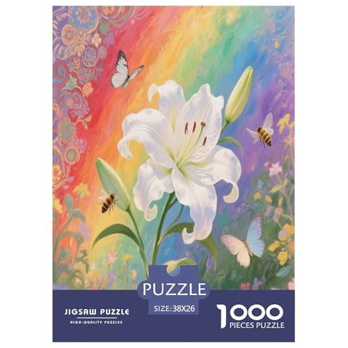 Lilie Puzzle 1000 Teile Schwer Puzzle Spielzeug Lernspiel Impossible Herausforderungsspielzeug Für Erwachsene Und Kinder Ab 14 Jahren 38x26cm/1000pcs von VOXYTMLWG