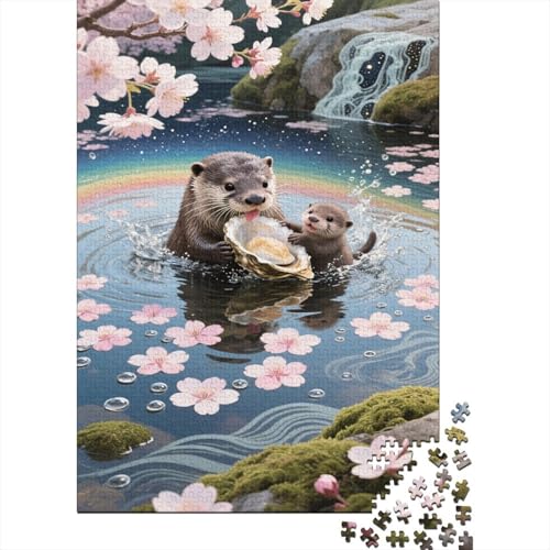 Otter 1000 Teile Puzzle Spielen am See Familienherausforderung Umweltfreundliches Holzpuzzle Wohndekoration Collection Für Erwachsene Kinder 1000pcs (75x50cm) von VOXYTMLWG