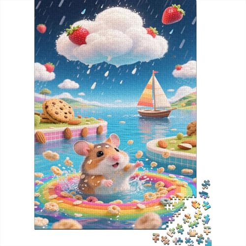 Roborovski Hamster 1000 Teile Puzzle Snacks Erdbeere Puzzles Für Erwachsene Familienherausforderung Umweltfreundliches Holzpuzzle Familiendekoration Kreative Geschenke Erwachsene Kinder 1000pcs (75x von VOXYTMLWG