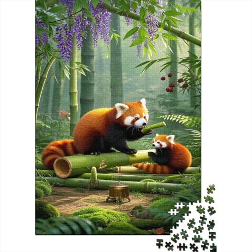 Roter Panda 1000 Pieces Puzzle Waldbambus Herausforderungsspiel Umweltfreundliches Holzpuzzle Familiendekoration Collection Für Erwachsene Kinder 1000pcs (75x50cm) von VOXYTMLWG