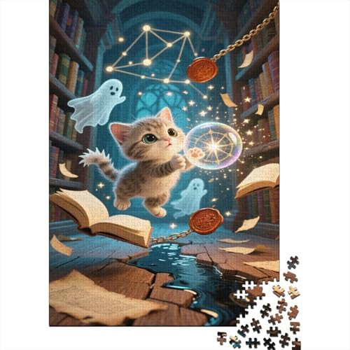 Scottish Fold 1000 Teile Puzzle Zauberbücher Für Erwachsene Bildungsherausforderungen Umweltfreundliches Holzpuzzle Familiendekoration Kreative Geschenke Erwachsene Kinder 1000pcs (75x50cm)​ von VOXYTMLWG