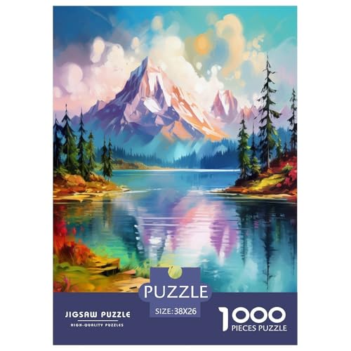 Seen and Snowy Mountains Puzzle 1000-teilige Schwer Puzzle Spielzeug Pädagogisches Spiel Impossible Herausforderungsspielzeug Für Erwachsene Und Kinder Ab 12 Jahren 38x26cm/1000pcs von VOXYTMLWG