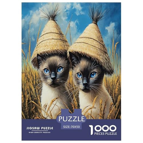 Siamese Kätzchen Puzzle 1000 Teile Schwer Puzzle Spielzeug Pädagogisches Spiel Impossible Herausforderungsspielzeug Für Erwachsene Und Kinder Ab 14 Jahren 70x50cm/1000pcs von VOXYTMLWG