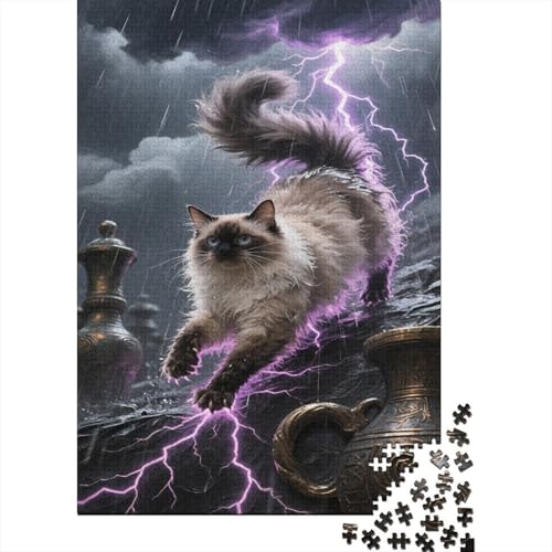 Türkische Angora 1000 Teile Puzzle Regenstürm Blitz Puzzles Für Erwachsene Bildungsherausforderungen Umweltfreundliches Holzpuzzle Wohndekoration Geburtstagsgeschenk Erwachsene Kinder 1000pcs (75x50c von VOXYTMLWG