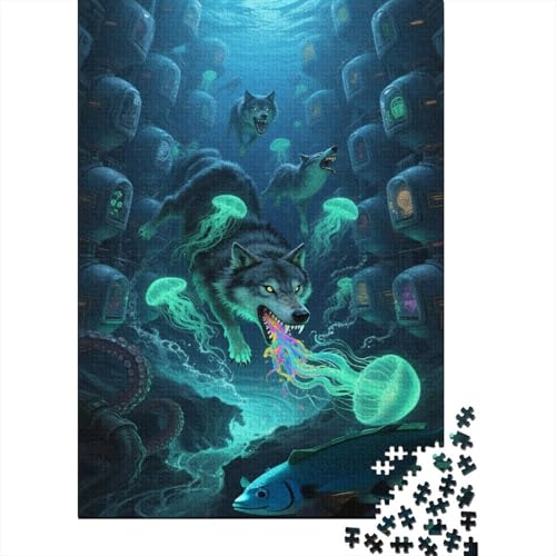 Wolf 1000 Teile Puzzle Art Science Fiction Erwachsenenpuzzle Mit Bildungsherausforderungen Umweltfreundliches Holzpuzzle Familiendekoration Collection Puzzle Für Erwachsene Kinder 1000pcs (75x50cm)​ von VOXYTMLWG
