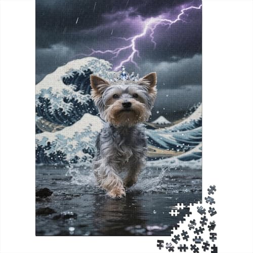 Yorkshire Terrier 1000 Teile Puzzle Welle Blitz Erwachsenenpuzzle Mit Herausforderungsspiel Umweltfreundliches Holzpuzzle Familiendekoration Kreative Geschenke Erwachsene Kinder 1000pcs (75x50cm) von VOXYTMLWG
