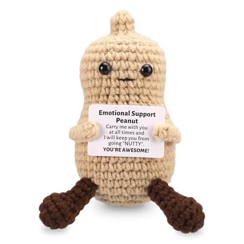Positive Erdnuss Kuscheltier Häkel Set, Pocket Hug Emotional Support Kuscheltier mit Beinen, Glücksbringer für Anti Stress & Angsthilfe, Birthday Gift für Erwachsene Kinder Geburtstag von VOYANTE