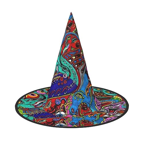 VPPUR Abstrakter Kunstdruck Zauberer Hut Erwachsene Karneval Halloween Hut Party Zubehör Mottopartys Cosplay von VPPUR