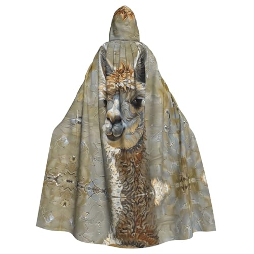 VPPUR Alpaka-Llama-Druck, volle Länge, mit Kapuze, Unisex, Umhang für Halloween, Cosplay und Mittelalter-Festivals von VPPUR