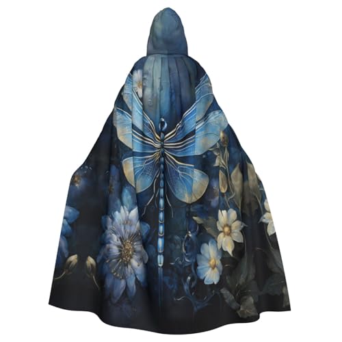 VPPUR Art Blue Libellen-Druck, volle Länge, mit Kapuze, Unisex, Umhang für Halloween, Cosplay und Mittelalter-Festivals von VPPUR